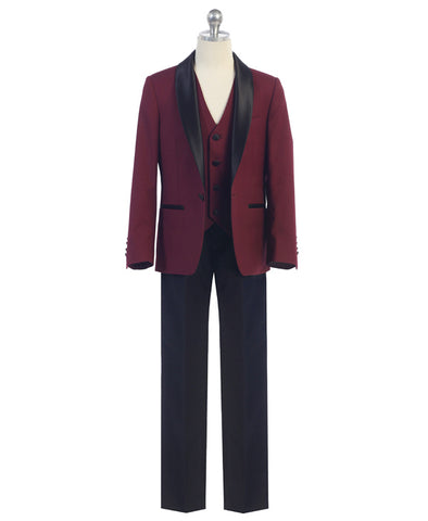 BURGUNDY KIDS TUXEDO