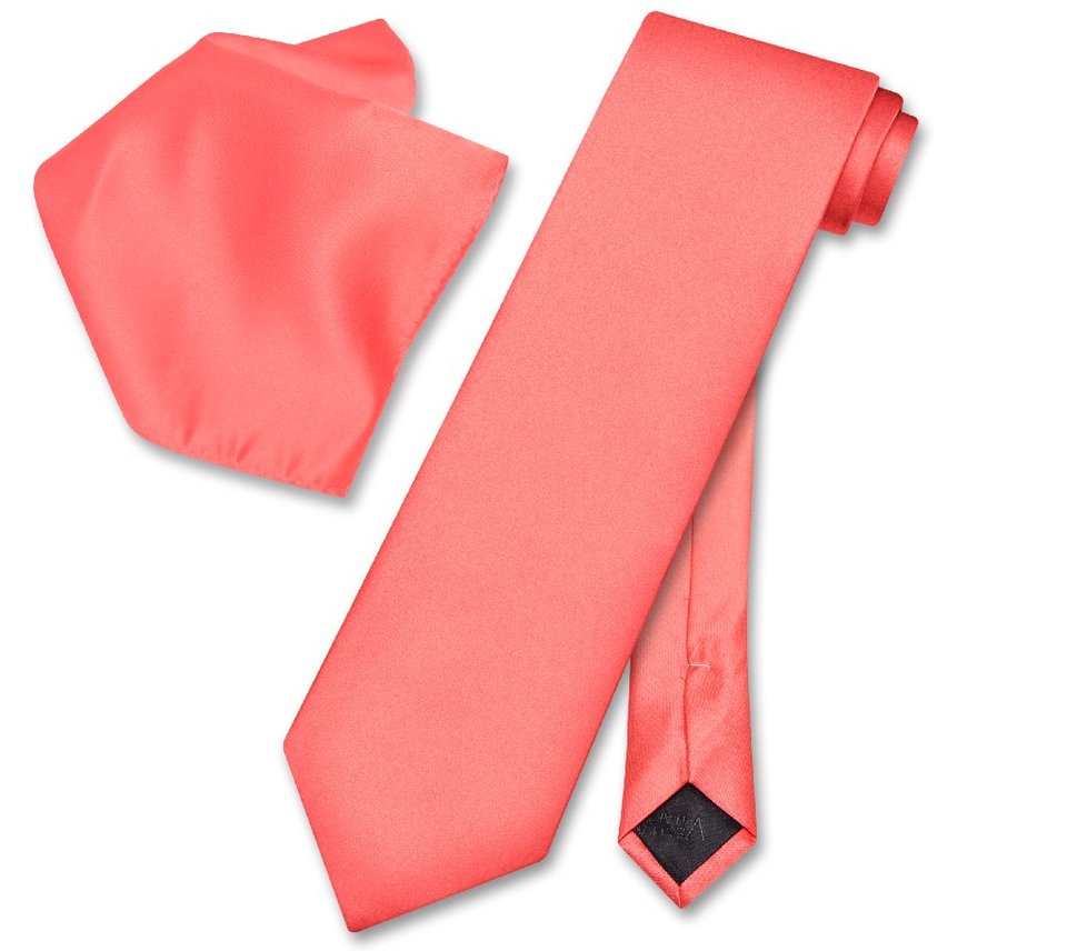 CORAL TIE WITH HANKERCHIEF